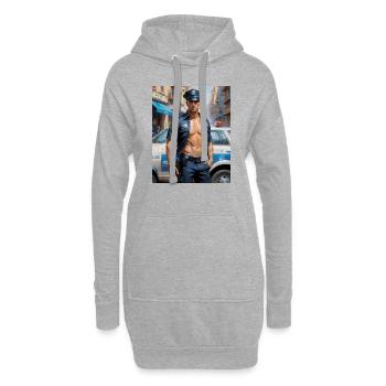 Hübsche Männer mit muskulösem Körper – Polizist - Hoodie-Kleid - Grau meliert - Vorne