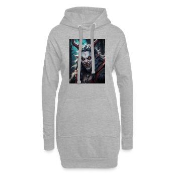 Krampus Monster dunkel Horror gruselig Halloween gruselig - Hoodie-Kleid - Grau meliert - Vorne