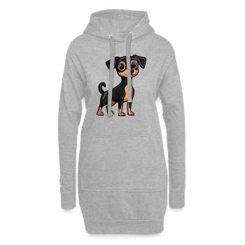 Pinscher Hund Comic Niedlich - Hoodie-Kleid - Grau meliert - Vorne