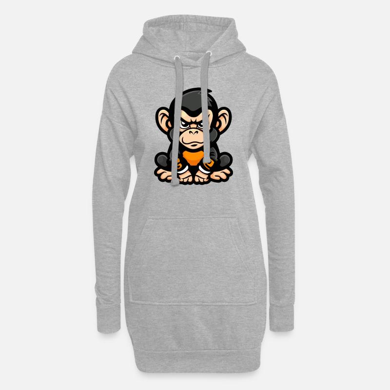 Affe Comic - Hoodie-Kleid - Grau meliert