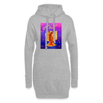 Un cyber-oiseau cosmique orange - Sweat-shirt à capuche long Femme - gris chiné - Devant