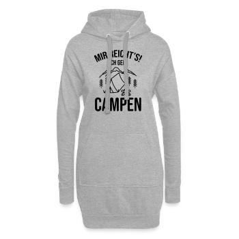 Camping Campen Sprüche Witzig - Hoodie-Kleid - Grau meliert - Vorne