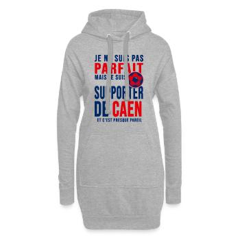 supporter football Caen Cadeau foot caennais - Sweat-shirt à capuche long Femme - gris chiné - Devant