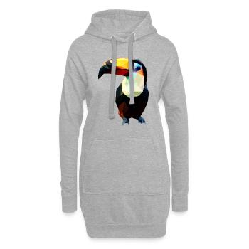 Tukan im Polygon-Stil - Hoodie-Kleid - Grau meliert - Vorne