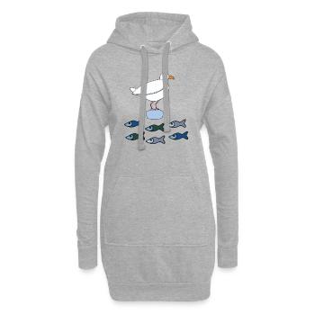 möve mit fischen - Hoodie-Kleid - Grau meliert - Vorne