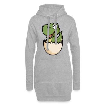 Dino Baby im Ei Lustiger Dinosaurier - Hoodie-Kleid - Grau meliert - Vorne