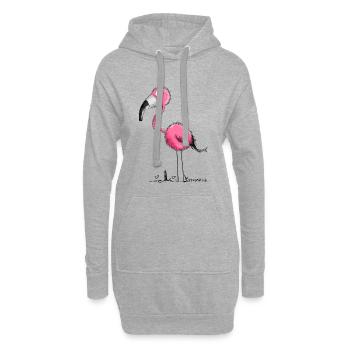 Der Flamingo - Hoodie-Kleid - Grau meliert - Vorne