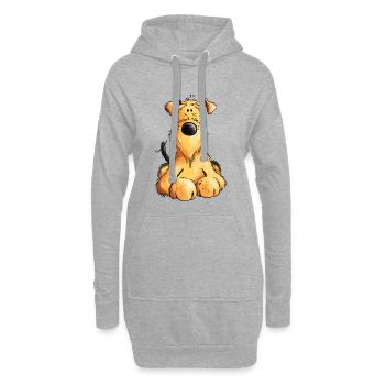 Pfiffiger Airedale Terrier - Welsh Terrier - Hund - Hoodie-Kleid - Grau meliert - Vorne