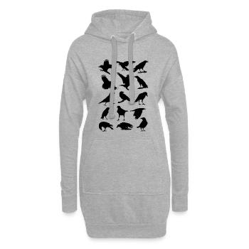 Corbeaux, corbeaux, oiseaux, corbeaux, corvus, corbeau aux choux - Sweat-shirt à capuche long Femme - gris chiné - Devant