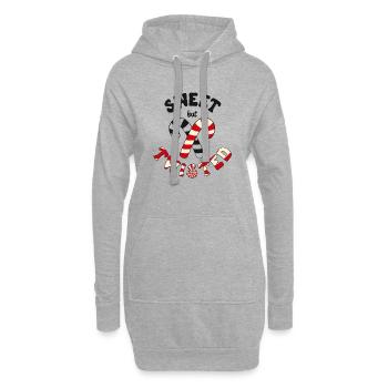 Cannes de bonbons sucrées mais tordues Noël - Sweat-shirt à capuche long Femme - gris chiné - Devant
