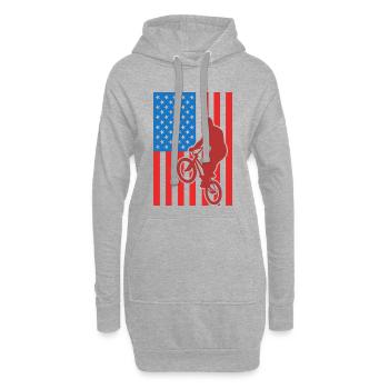 Patriotischer BMX Radfahrer - Hoodie-Kleid - Grau meliert - Vorne