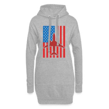 Flugzeuge USA Flagge - Hoodie-Kleid - Grau meliert - Vorne