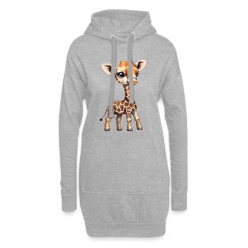 Giraffe - Giraffen Baby - Coole Kinder Giraffe - Hoodie-Kleid - Grau meliert - Vorne