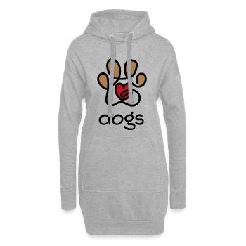 Patte de chien - Sweat-shirt à capuche long Femme - gris chiné - Devant