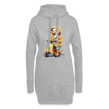 Süße Ente mit Roller - Hoodie-Kleid - Grau meliert - Vorne