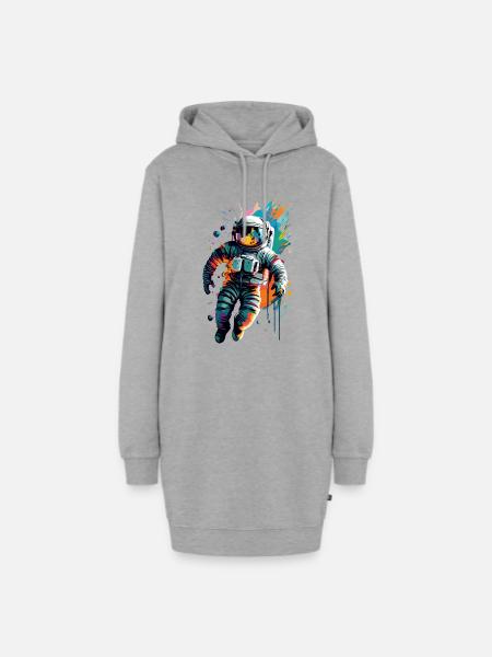 Astronaut im Weltall Weltraum - Astronaut Space - Hoodie-Kleid - Grau meliert