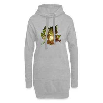 Forêt 25 en feuille avec écureuil - Sweat-shirt à capuche long Femme - gris chiné - Devant