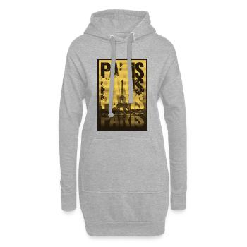 Paris Ville de l’Amour – Tour Eiffel - Sweat-shirt à capuche long Femme - gris chiné - Devant