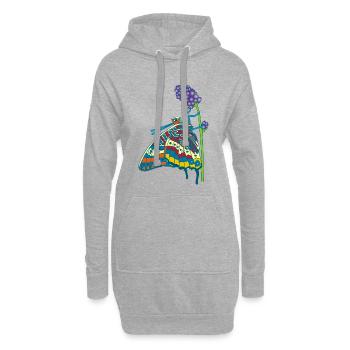 Schmetterling und Natur - Hoodie-Kleid - Grau meliert - Vorne