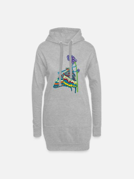 Papillon et nature - Sweat-shirt à capuche long Femme - gris chiné