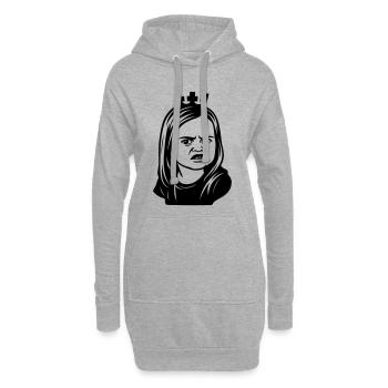 Skeptical meme girl with crown - Hoodie Dress - heather grey - Front