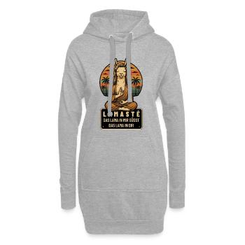 Lamasté – Lustiges Lama Yoga Design - Hoodie-Kleid - Grau meliert - Vorne