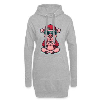 Piggy Love Vibes - Hoodie-Kleid - Grau meliert - Vorne