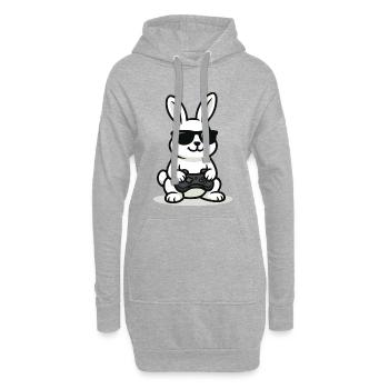 Lapin de jeu cool - Sweat-shirt à capuche long Femme - gris chiné - Devant