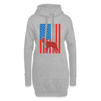 Berger allemand Drapeau américain - Sweat-shirt à capuche long Femme - gris chiné - Devant