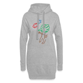 Vogel - Bird - Baum - Tree - Natur - Abstrakt - Hoodie-Kleid - Grau meliert - Vorne