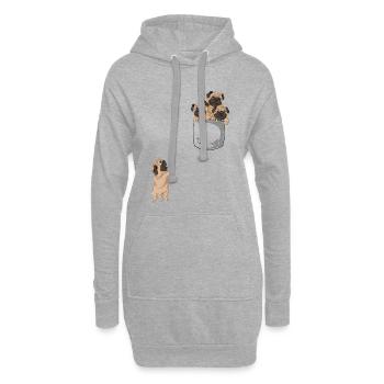 Süße Möpse Tasche T-Shirt - Hoodie-Kleid - Grau meliert - Vorne