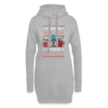 Lebkuchen Backteam - Weihnachtlicher lustiger Dino - Hoodie-Kleid - Grau meliert - Vorne