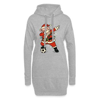 Dabbing Schwein Weihnachtsmann Fußball Lustig - Hoodie-Kleid - Grau meliert - Vorne
