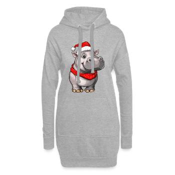 Weihnachten Nilpferd - Hoodie-Kleid - Grau meliert - Vorne