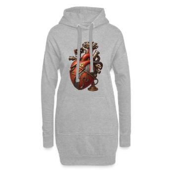 ARTIFICIAL HEART - steam punk'n'roll - Sweat-shirt à capuche long Femme - gris chiné - Devant