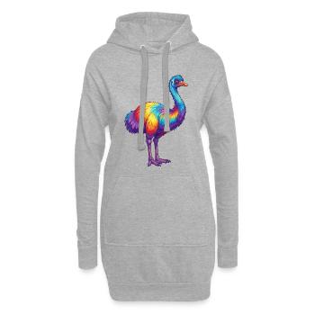 Bunte Emu Regenbogen-Pop-Art-Aquarell - Hoodie-Kleid - Grau meliert - Vorne