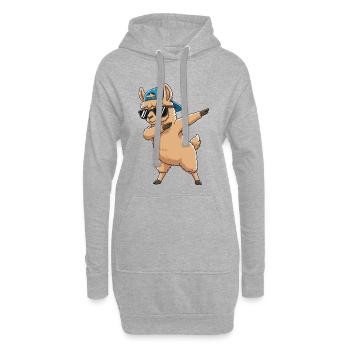 Art de dessin animé Dapping Cool Lama Sunglass - Sweat-shirt à capuche long Femme - gris chiné - Devant