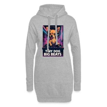 Chihuahua DJ: Tiny Dog Big Beats – Retro Neon - Hoodie-Kleid - Grau meliert - Vorne
