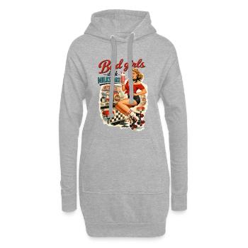 Pin-Up Bad Girls Drink Milkshakes: 50s Diner Style - Hoodie-Kleid - Grau meliert - Vorne