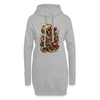 Quallen-Tattoo-Ästhetik Grafik - Hoodie-Kleid - Grau meliert - Vorne