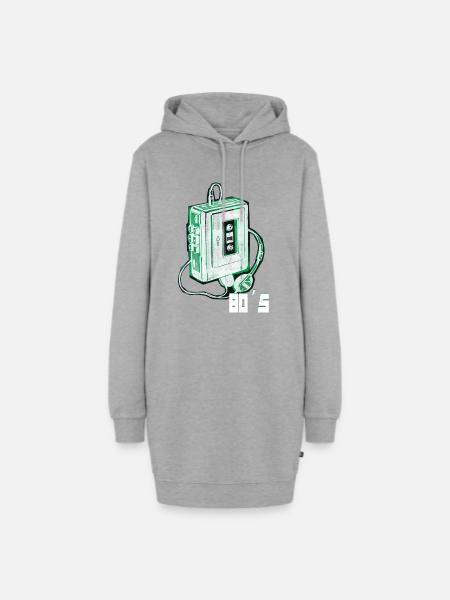 80er Jahre - Hoodie-Kleid - Grau meliert