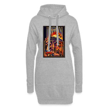 Japanische Kunstillustration – Fuji-Berg, Torii, Sakura - Hoodie-Kleid - Grau meliert - Vorne