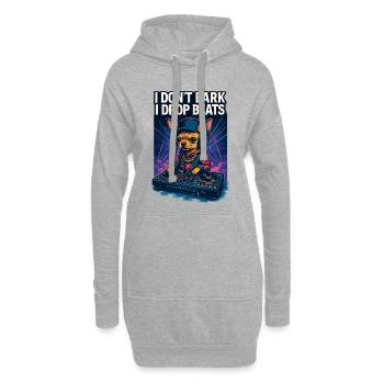 Chihuahua DJ : Je n’aboie pas, je lâche des beats design - Sweat-shirt à capuche long Femme - gris chiné - Devant