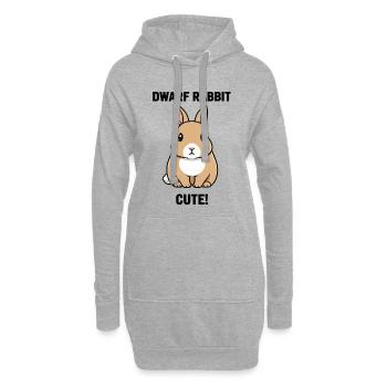 Lapin Nain Dwarf Rabbit Cute Lapereau Fétiche - Sweat-shirt à capuche long Femme - gris chiné - Devant