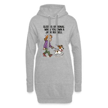 Propriétaire de chien fatigué & bande dessinée Jack Russell - Sweat-shirt à capuche long Femme - gris chiné - Devant