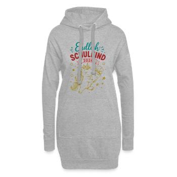 Endlich Schulkind 2026 Unicorn - Hoodie-Kleid - Grau meliert - Vorne