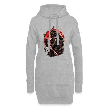 Guerrier Samouraï de la Lune de Sang - Sweat-shirt à capuche long Femme - gris chiné - Devant