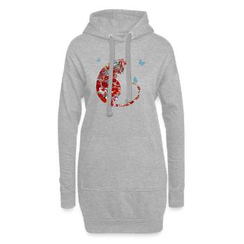 Chat avec Papillon E 251 - Sweat-shirt à capuche long Femme - gris chiné - Devant