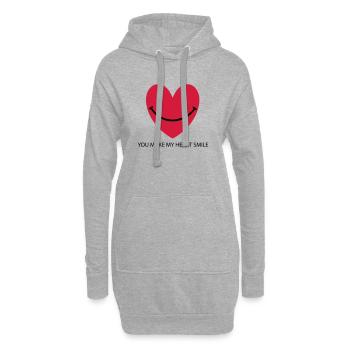 Heart Smile - Sweat-shirt à capuche long Femme - gris chiné - Devant