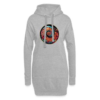Design graphique coloré nautile - Sweat-shirt à capuche long Femme - gris chiné - Devant
